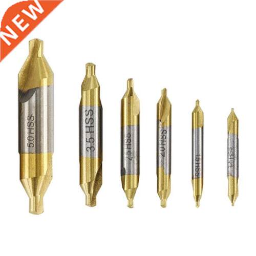 6pcs 1.0-5.0mm HSS TiN Coted Center Drill Bit Set Metlwork