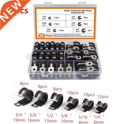 Cable Clamp 52pcs Rubber Cushion Insulated Clamp Stainless S