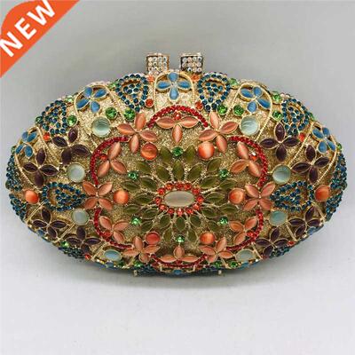 Latest Design Diamonds Beaded Flower Handbags Girls Elegant