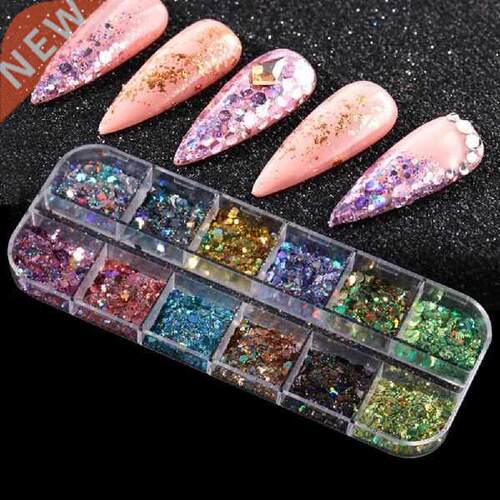 12 Grids Manicure Glitter Powder Ultra-thin Irregular Nail