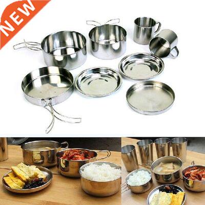 8Pcs/Set Outdoor Portable Camping Picnic Cookwares