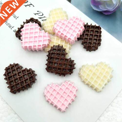 10pcs/lot Food Cabochon Cute Resin Heart-Shaped Biscuit Fl