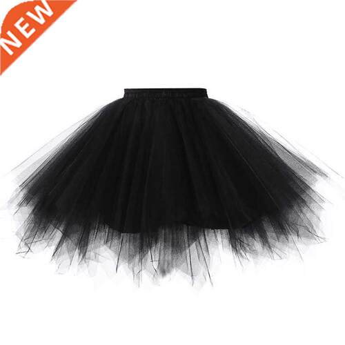 Princess Midi Fairy Tulle Skirt Pleated Dance Tutu Skirts Wo