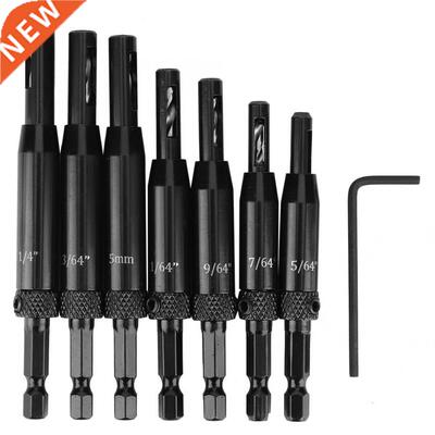 7Pcs Hinge Hole Opening Drill Black Professional Wood Carpen