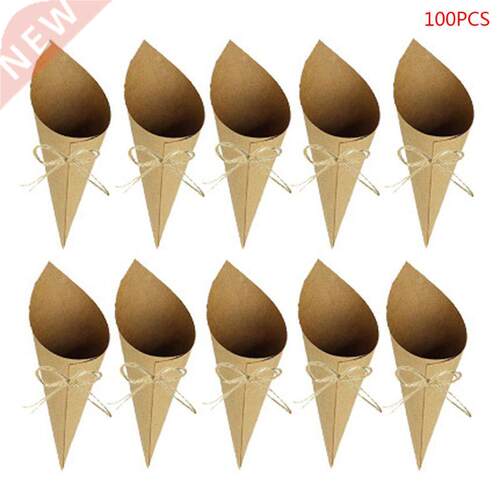 100pcs Creative Vintage kraft Paper cylinder Confetti Cones