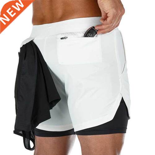 2020 Summer Runnng Shorts Men 2 n 1 Sports Joggng Ftness