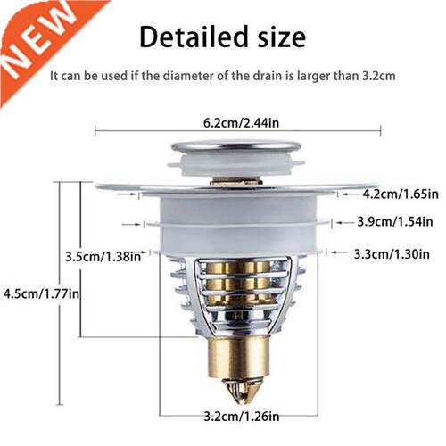 Universal Copper Pop-Up Bounce Core Basin Drain Filter Hair