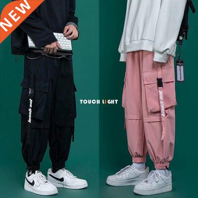 Black Cargo Pants Men's Fashion Loose Tappered Casual Pants