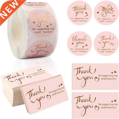 Thank You Sticker Pink Label Sealing Packaging Card Gift