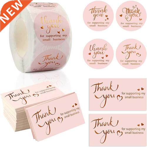 Thank You Sticker Pink Label Sealing Packaging Card Gift