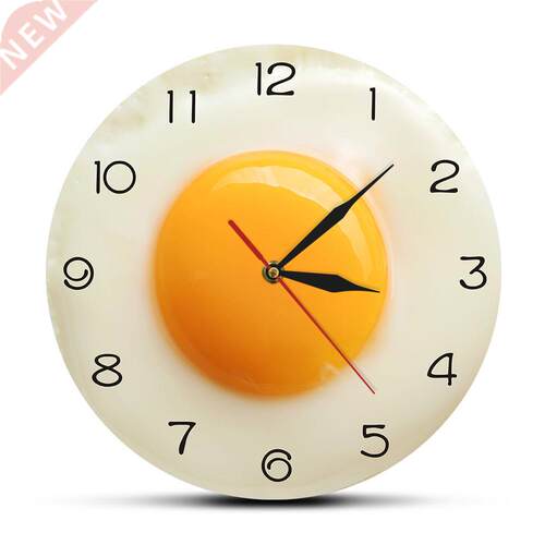 Sunny Side Up Fried Egg Kitchen Wall Clock 3D Flat Design Br