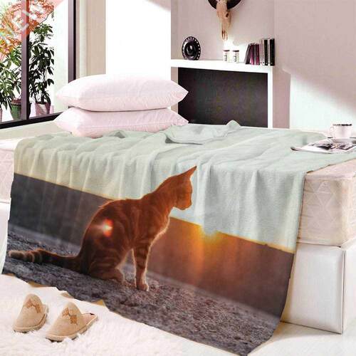 Cat Throw Fleece Blanket Bed Quilt Bedspre Thicken