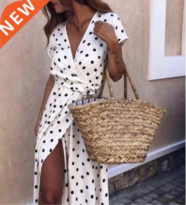 Women summer Fashion Long Dress Vintage maxi Dress Beach图片