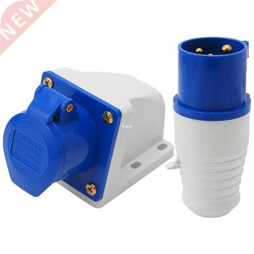 16 Amp 3 Pin Industrial Plug+Socket 220-250V Weatherproof IP