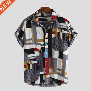 Men's Short Sleeve Printed Casual Shirt Europe and America