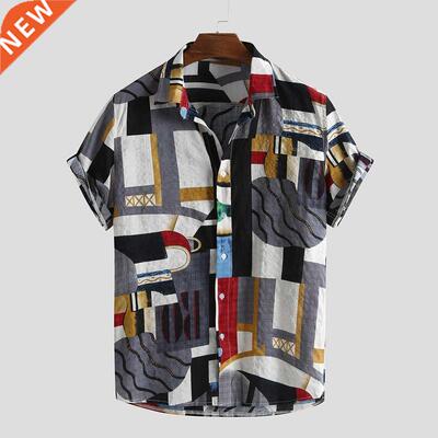 Men's Short Sleeve Printed Casual Shirt Europe and America