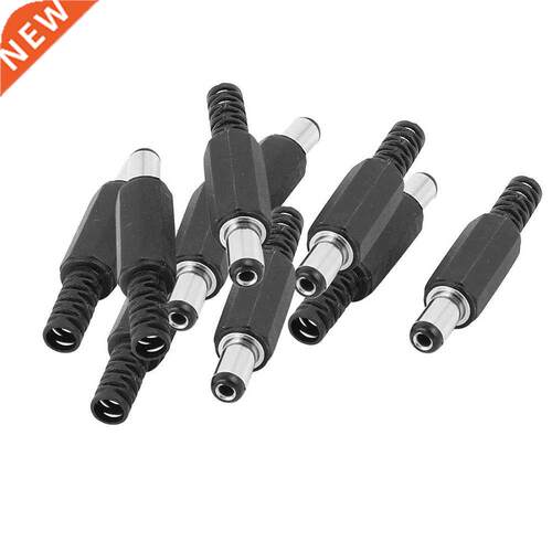 5Pcs Black Cover 2.1x5.5mm Male DC Power Plug Jack Connector