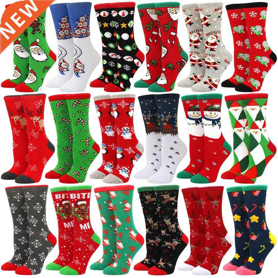 Woman Christmas Socks Funny Xmas Santa Claus e Snowflake Elk