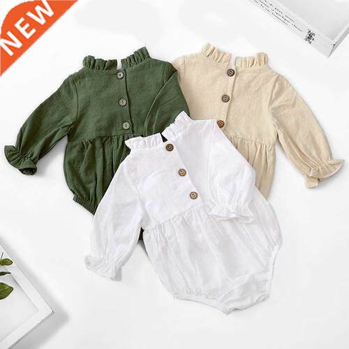 Fashion Baby Girls Romper Cotton Long Sleeve Ruffles Baby Ro