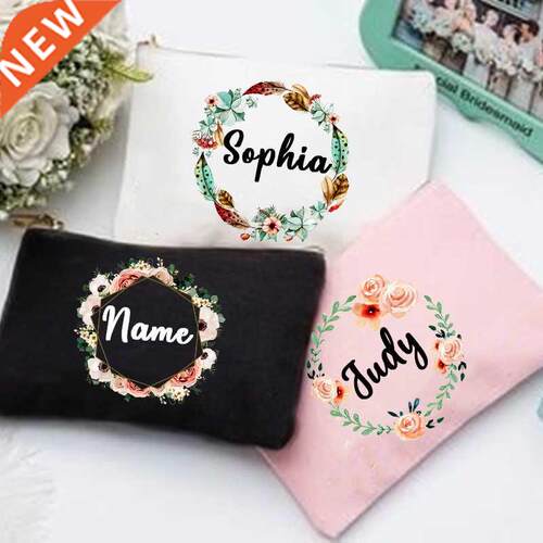 Personal Custom Name Flower Makeup Bag Pouch Travel Outdoor