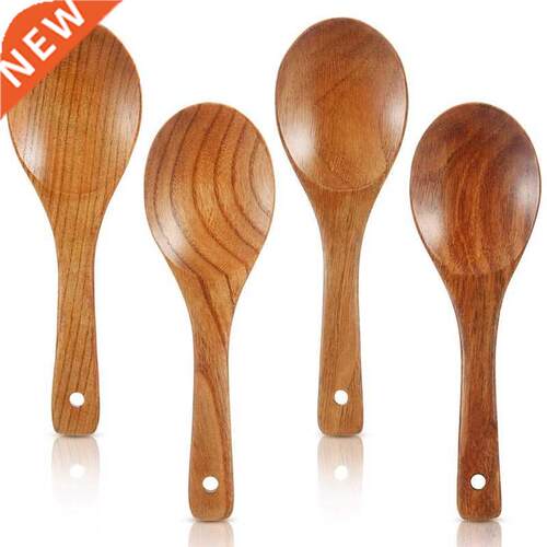4 Pieces Wood Spoons 21.5Cm Wooden Rice Paddle Versatile