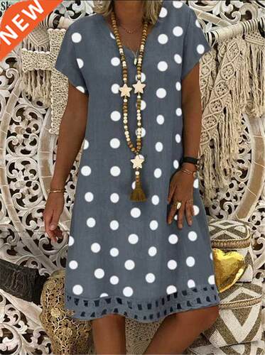 plus size 5xl DOT cotton linen women dresses casual loose la