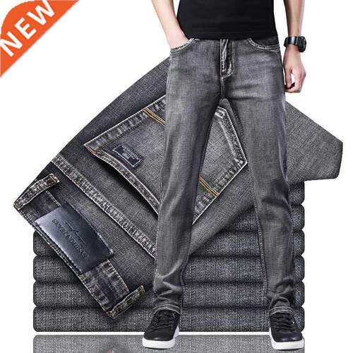 2022 Spring Summer Straight Men's Classic Grey Jeans Elastic