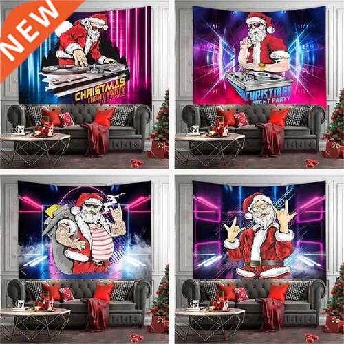 Funny Christmas Tapestry Co DJ Santa Claus Wall Hanging