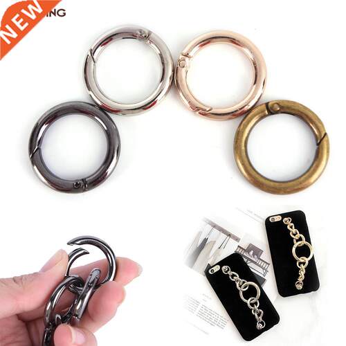 10Pcs/Bag Spring Alloy Round Ring Openable Keyring Leather B