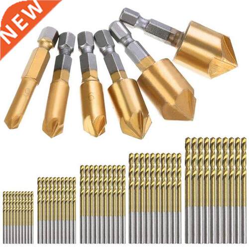 50 Twist Drill Bit Kits with 6 Countersink Drill Bit Kits 6-