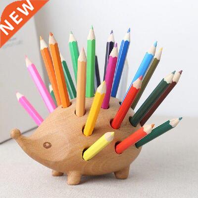 Hedgehog Pen Holder Desktop Decoraton Wooden Penholder