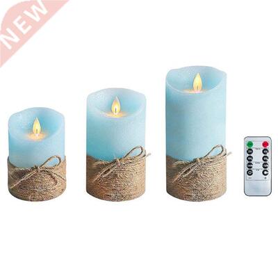 Ocean Blue Flameless Candles,Nautical Themed LED Pillar Cand