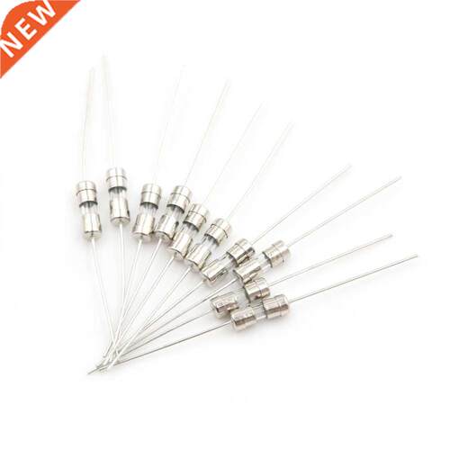 10Pcs 3.6*10mm 250V Double iron cap Axial Slow Glass fuse wi