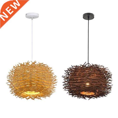 Lighting Rattan Lamp Handmade Woven Chandelier Retro Cafe Ba