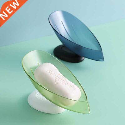 Leaf Shape Sucker Soap Box Drain Soap Dishes Holder Box Bath