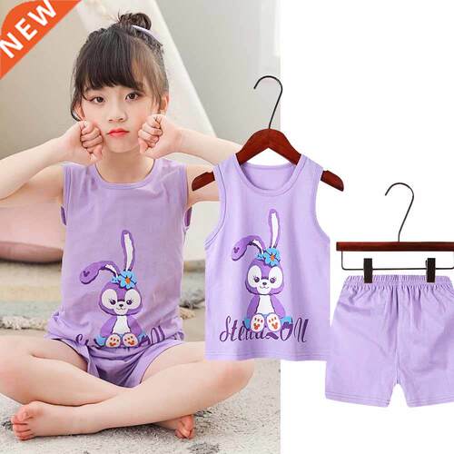 Girls Pajamas Sets Cotton Child Pajamas Toddler Summer Sleev