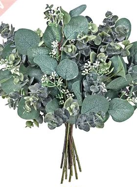 12 Pcs Mixed Eucalyptus Leaves Picks Artificial Seeded