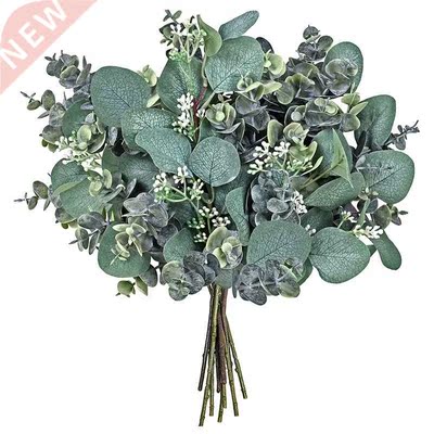 12 Pcs Mixed Eucalyptus Leaves Picks Artificial Seeded