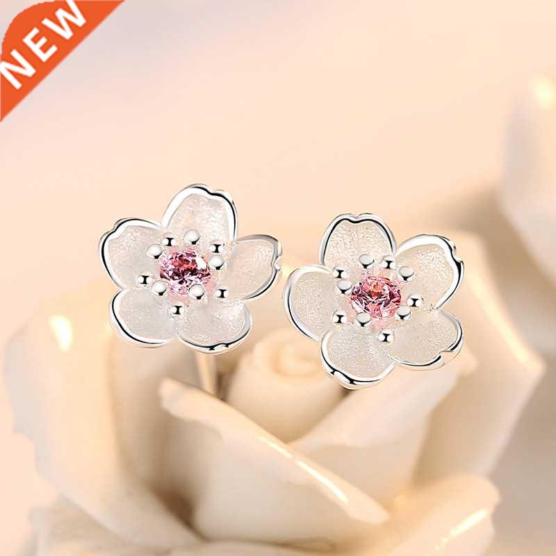 Silver 925 Jewelry Sterling Silver Earrings Cherry Blossom I