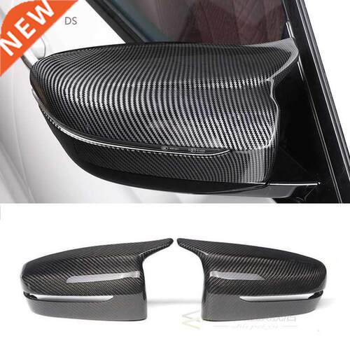 A Pair Rearview Mirror Cover Cap Carbon Black Gloss Black Fo