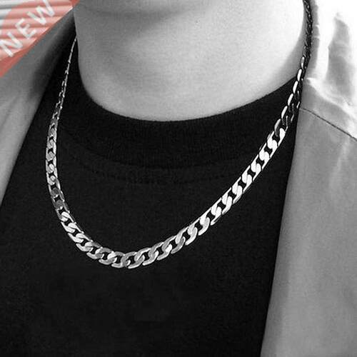 HNSP Stainless Steel Men Chain For Necklace Cuban Link Chain