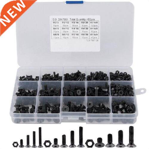 Quality 460Pcs M3 M4 M5 Alloy Steel Countersunk Flat Head
