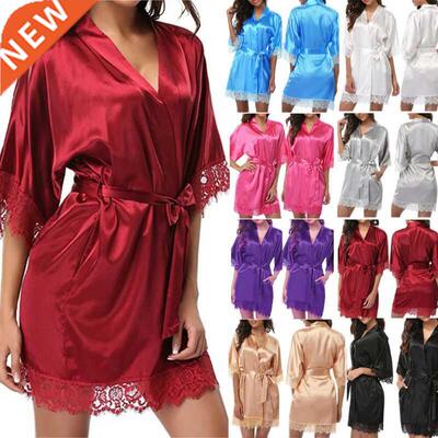 Women's Silk Satin Robe Bride Bridesmaid Dress Weddi