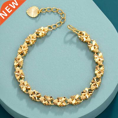 Fashion Lucky Gold Bracelet 6mm Four-leaf clover gold brace
