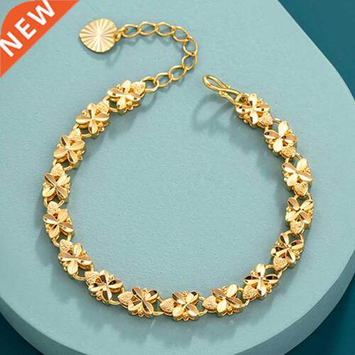 Fashion Lucky Gold Bracelet 6mm Four-leaf clover gold brace