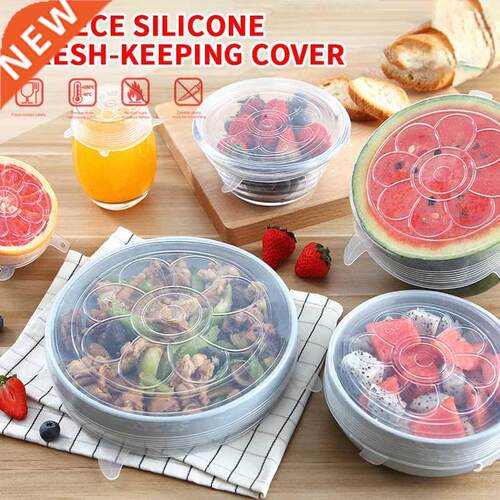 6Pcs Food Silicone Cover Cap Universal Heat Resistance Silic