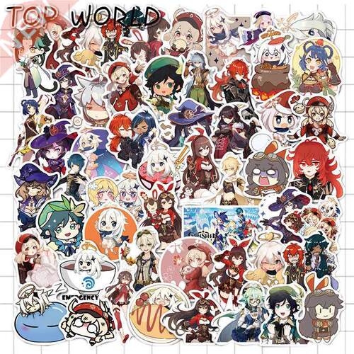 10/50pcs/set Genshin Impact Cartoon Open World Ge Sticker