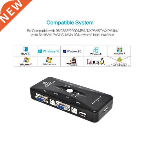 4 Port USB 2.0 KVM Switch 1920*1440 VG Switch Box dpter