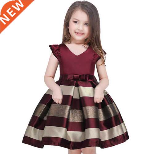 Baby Girls Striped Dress For Girls Formal Wedding Party Dres