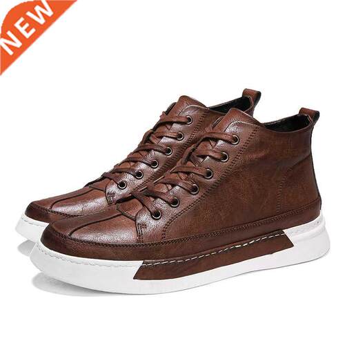 Fashion Black Men's leather casual flats shoes Driving Shoes